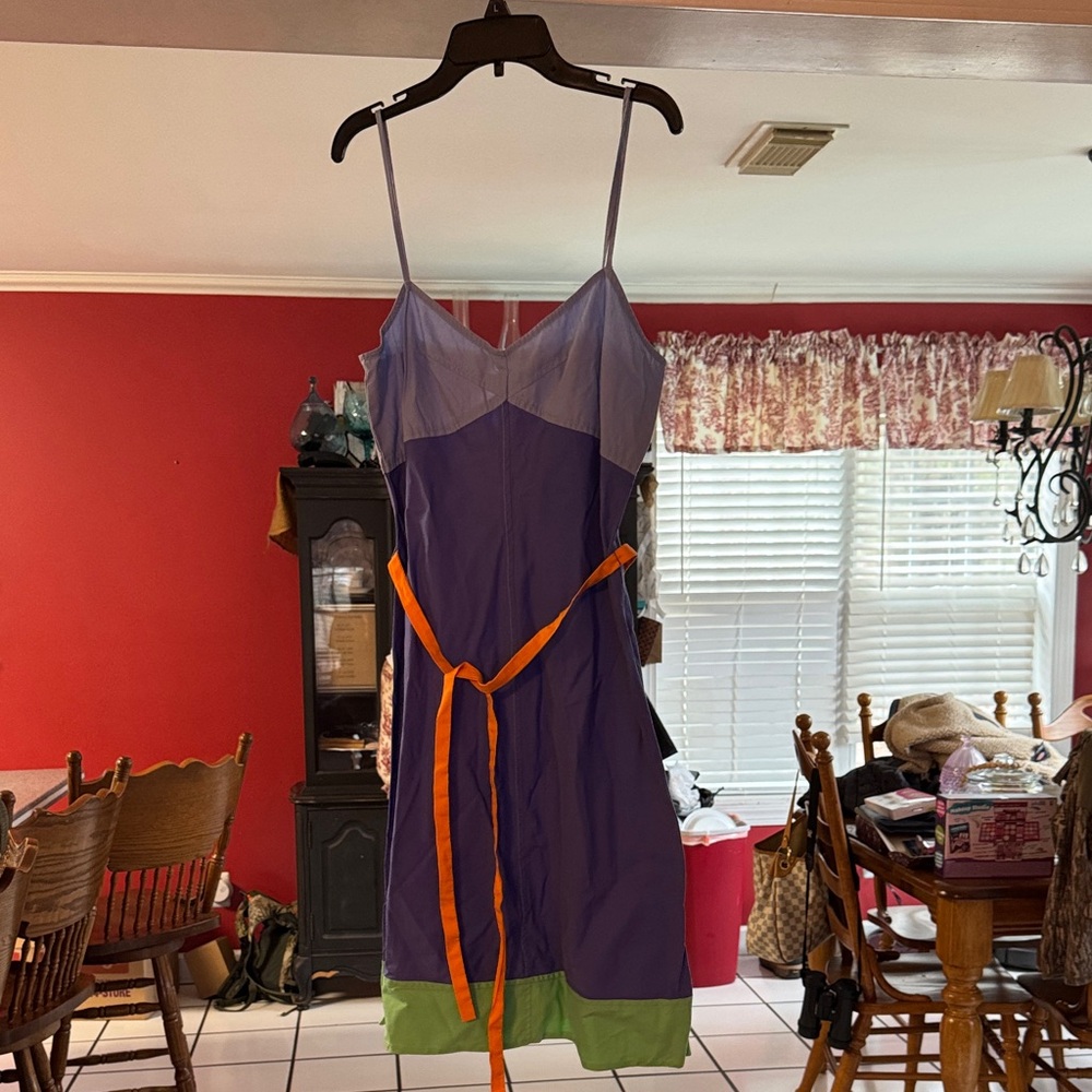 French Connection Purple and Green Dress with Orange Accents